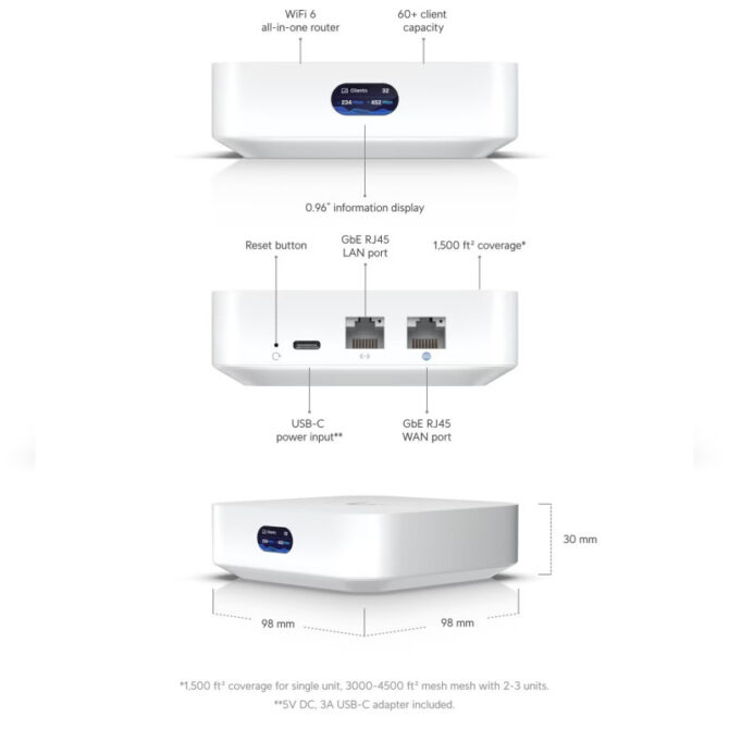 Ubiquiti UX - WiFi 6, LAN & WAN port, LCM display - Image 3