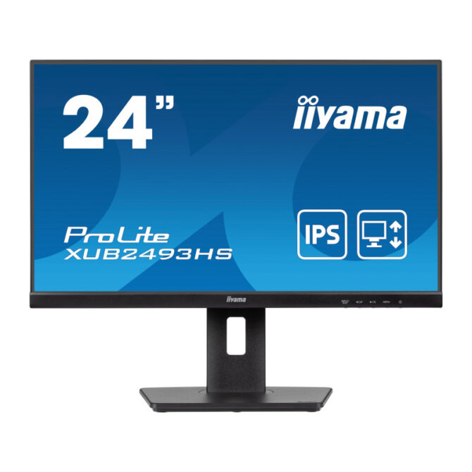 Iiyama 24" XUB2493HS-B6 (60.5cm) 1920x1080 IPS, 100Hz, 0,5ms, 250 cd/m2, 1300:1, height, pivot (rotation), swivel, tilt, HDMI/DP, zvučnici, crni