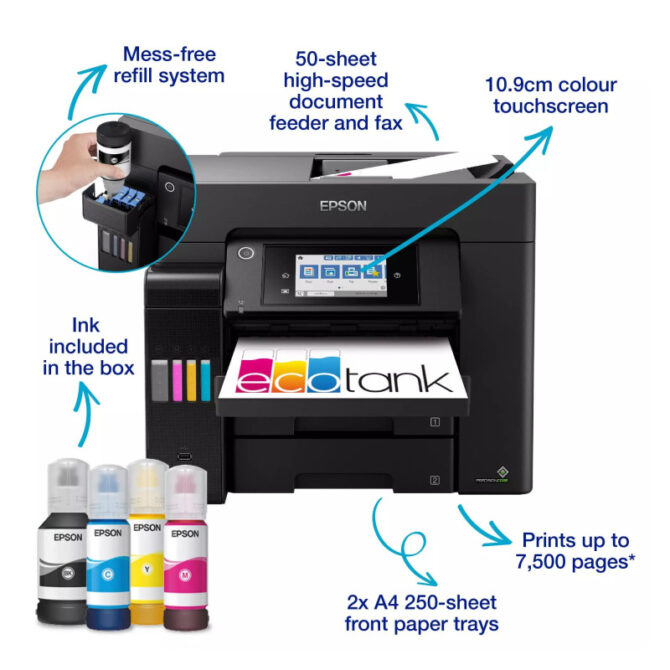 Epson EcoTank L6570 MFP Color pisač 4800x1200 DPI, c/b 32/32 str/min, Apple AirPrint, Epson Connect, USB/WiFi/LAN (C11CJ29402) - Image 4