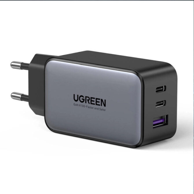 UGREEN GaN II Tech zidni punjač 65W, 1×USB-A/2×USB-C, PD3.0/QC4.0+, crni - Slika 7