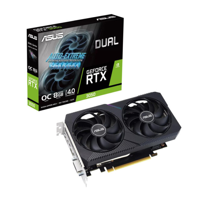 Asus Dual GeForce RTX 3050 OC Edition 8GB GDDR6/128-bit, PCIe 4.0, HDMI/DP/DVI (DUAL-RTX3050-O8G-V2)