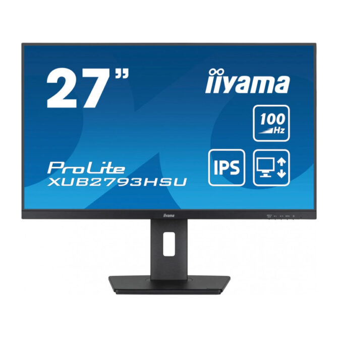 Iiyama 27" XUB2793HSU-B7 (68.6cm) 1920x1080 IPS, 100Hz,1ms, 300 cd/m2, 1300:1, height, swivel, tilt, pivot (rotation both sides), HDMI/DP/USBx2, zvučnici, crni