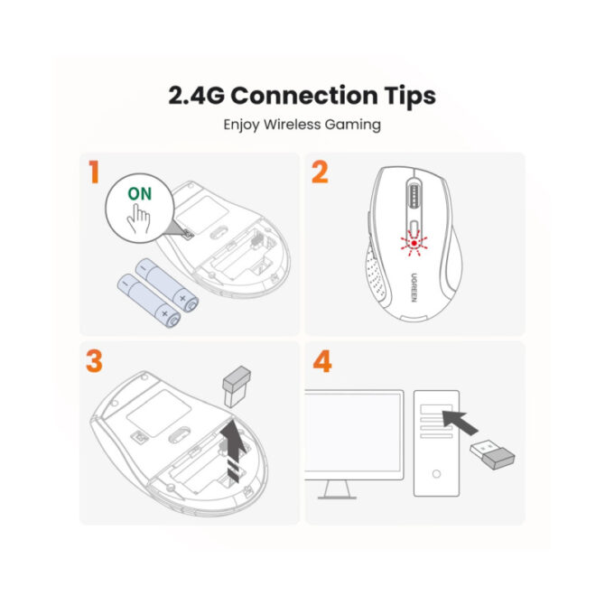 UGREEN bežični miš, 1600 DPI, USB, crni - Slika 19