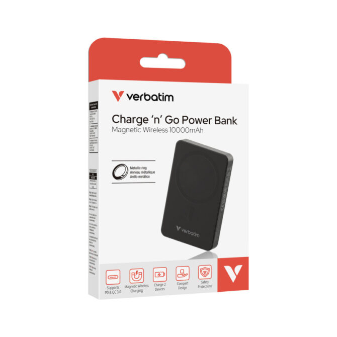 Verbatim Charge 'n' Go Essentials 10000mAh Powerbank Magnetic Wireless 15/20W - Image 5