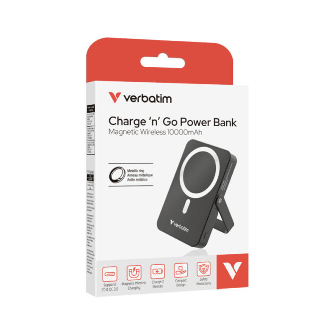 Verbatim Charge ‘n’ Go 10000mAh Powerbank with Stand Magnetic Wireless 15/20W - Image 4