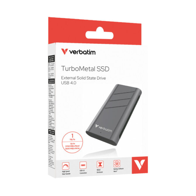 Verbatim TurboMetal 1TB SSD USB4 vanjski disk, R/W: 3700/3600 MB/s