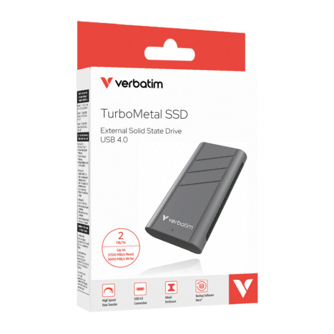 Verbatim TurboMetal 2TB SSD USB4 vanjski disk, R/W: 3700/3600 MB/s