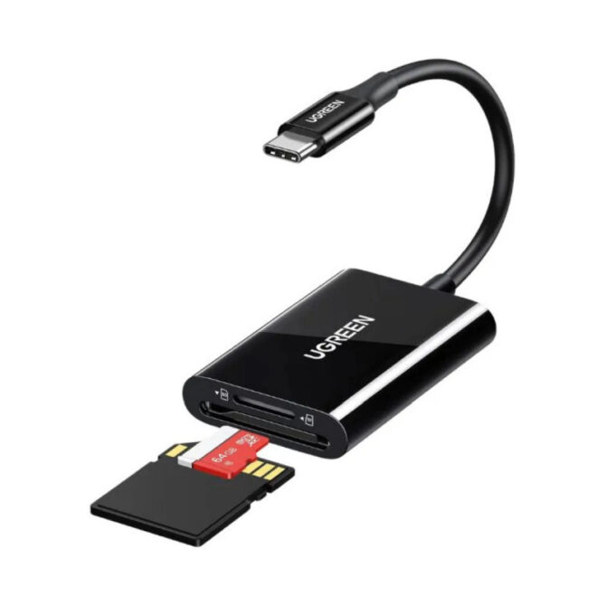 UGREEN čitač memorijskih kartica, TF/SD/MicroSD kartice, USB-C, 15cm, crni