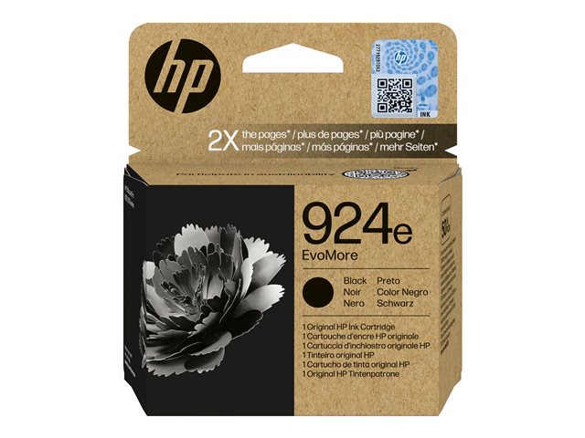 HP 924e EvoMore Black Org Ink Cartridge, 4K0V0NE#CE1