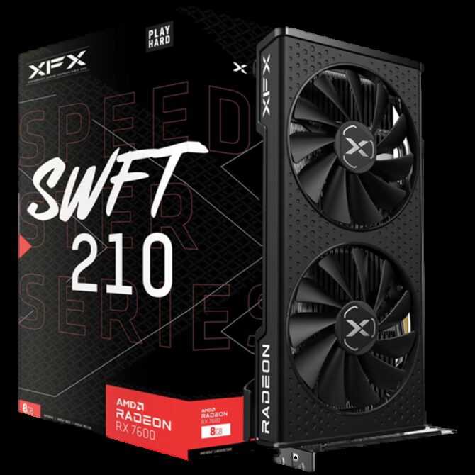 XFX SPEEDSTER SWFT210 RADEON RX7600 CORE Gaming Graphics Card with 8GBGDDR6 HDMI 3xDP, RX-76PSWFTFY