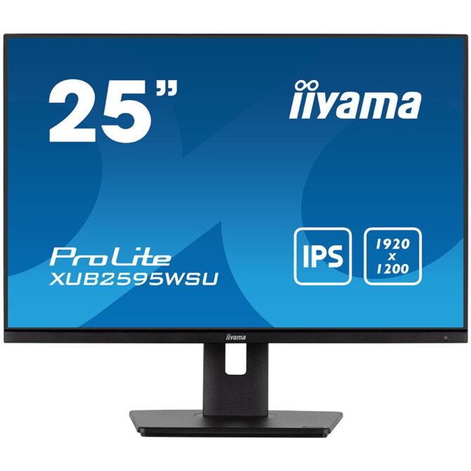 Monitor Iiyama LED XUB2595WSU-B5 25" IPS 1920 x 1200 16:10 300 cd/m² 4ms VGA HDMI DP USB Hub height, XUB2595WSU-B5