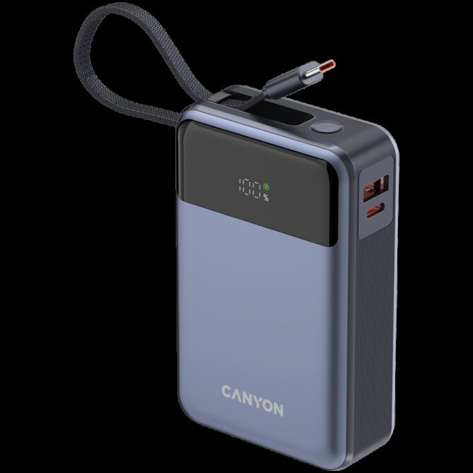 Canyon power bank OnPower 600 built-in cable 20000 mAh PD65W Dark Grey, CNS-CPB600DG - Slika 6