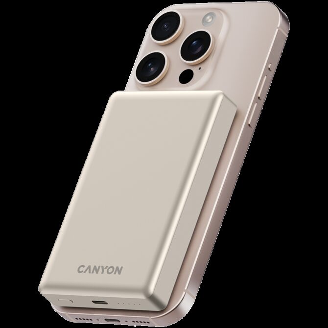 Canyon power bank OnPower 510 slim Magsafe 10000 mAh PD20W Beige, CNS-CPB510BE - Slika 6