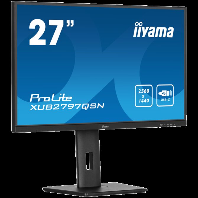 Monitor Iiyama LED XUB2797QSN-B2 27" IPS 2560 x 1440 @100Hz 300 cd/m² 1300:1 1ms HDMI DP USB-C 65W RJ45 Daisy Cha" USB Hub 3.2 height, XUB2797QSN-B2 - Slika 2