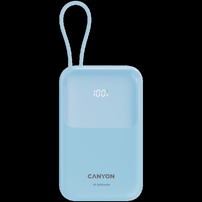 Canyon power bank OnPower 101 built-in cable 10000 mAh PD22.5W Blue, CNS-CPB101BL