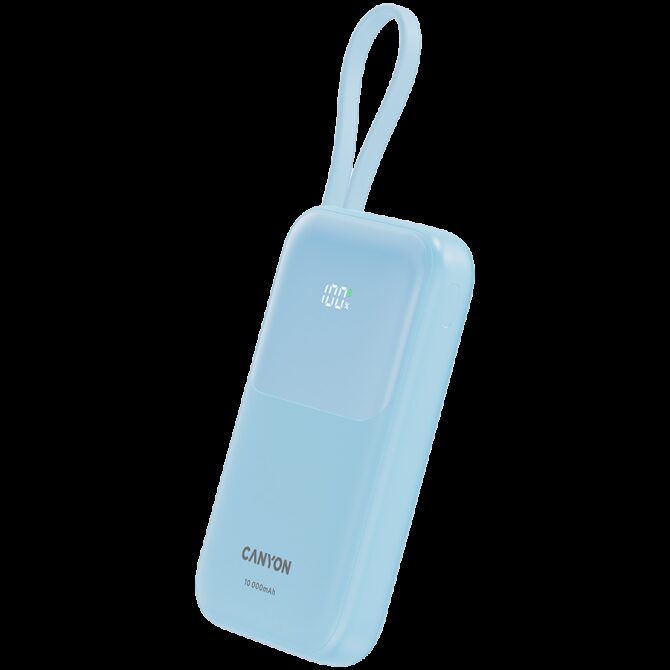 Canyon power bank OnPower 101 built-in cable 10000 mAh PD22.5W Blue, CNS-CPB101BL - Slika 2