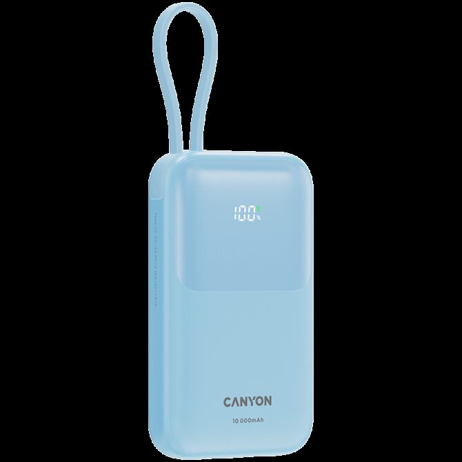 Canyon power bank OnPower 101 built-in cable 10000 mAh PD22.5W Blue, CNS-CPB101BL - Slika 3