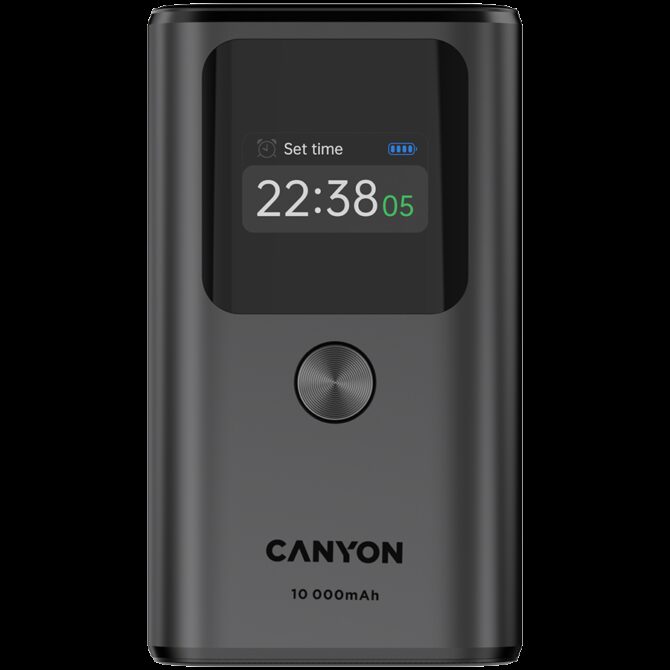 Canyon power bank OnPower 130 TFT 10000 mAh PD30W Dark Grey, CNS-CPB130DG