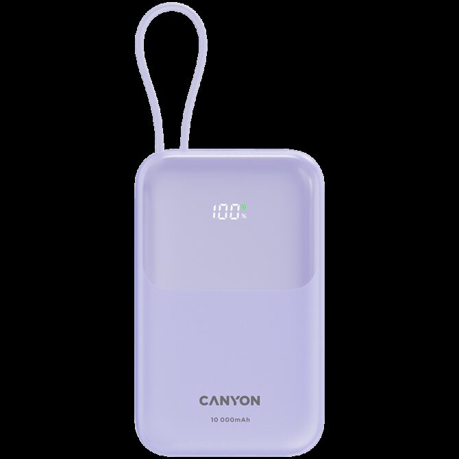 Canyon power bank OnPower 101 built-in cable 10000 mAh PD22.5W Purple, CNS-CPB101PU