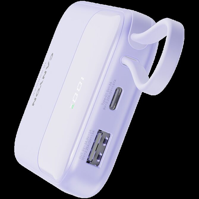 Canyon power bank OnPower 101 built-in cable 10000 mAh PD22.5W Purple, CNS-CPB101PU - Slika 6