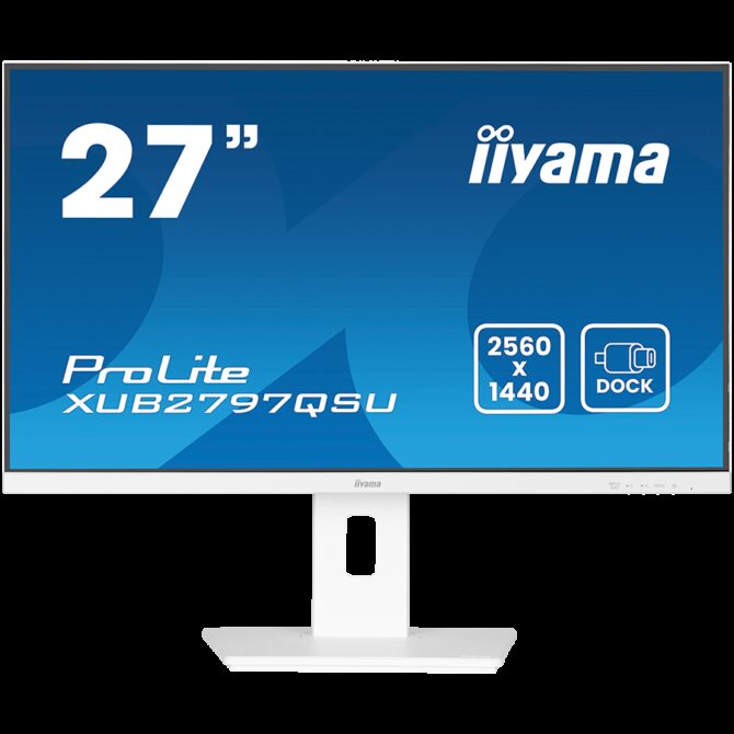 Monitor Iiyama LED XUB2797QSU-W2 White 27" IPS 2560 x 1440 100Hz 16:9 300 cd/m 1300:1 1ms HDMI DP USB Hub height, XUB2797QSU-W2