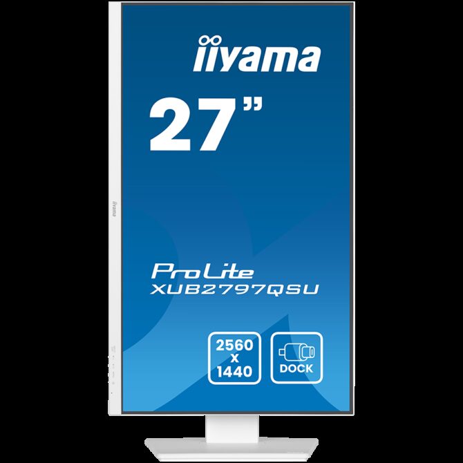 Monitor Iiyama LED XUB2797QSU-W2 White 27" IPS 2560 x 1440 100Hz 16:9 300 cd/m 1300:1 1ms HDMI DP USB Hub height, XUB2797QSU-W2 - Slika 2