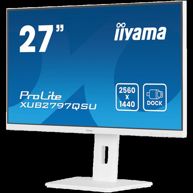 Monitor Iiyama LED XUB2797QSU-W2 White 27" IPS 2560 x 1440 100Hz 16:9 300 cd/m 1300:1 1ms HDMI DP USB Hub height, XUB2797QSU-W2 - Slika 3