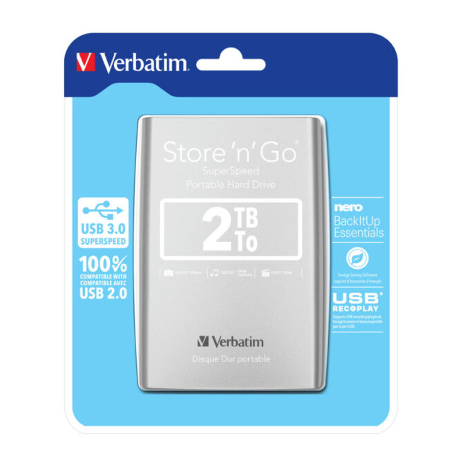 Verbatim 2.5" Store'n'Go 2TB vanjski HDD, USB3.0 Gen1 srebrni - Slika 7