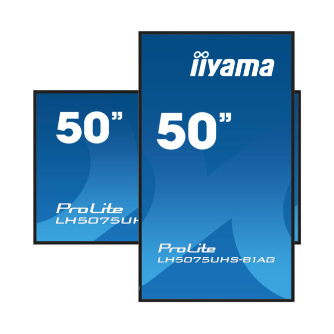 Iiyama 50" LH5075UHS-B1AG 3840x2160, UHD VA panel, Haze 25%, 500cd/m2, Landscape and Portrait, Signal FailOver, Speakers 2x 10W, HDMI 3x, DisplayPort, DP-out (MST/Mirror/Tiling), USB 2.0 x2, WiFi, - Slika 2