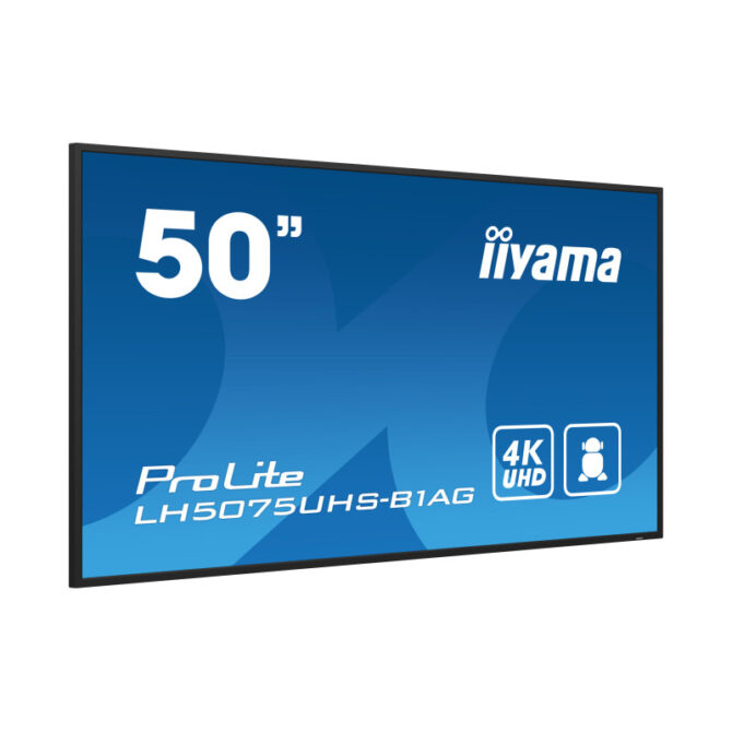 Iiyama 50" LH5075UHS-B1AG 3840x2160, UHD VA panel, Haze 25%, 500cd/m2, Landscape and Portrait, Signal FailOver, Speakers 2x 10W, HDMI 3x, DisplayPort, DP-out (MST/Mirror/Tiling), USB 2.0 x2, WiFi, - Slika 3