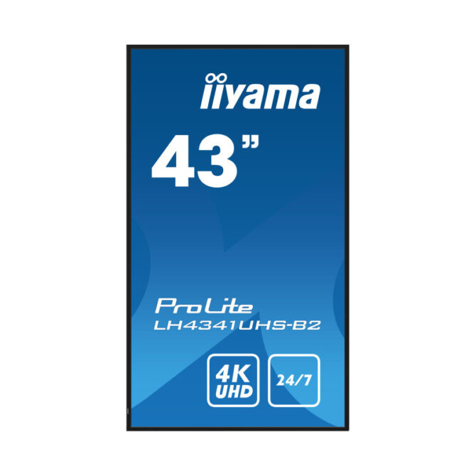 Iiyama 43" LH4341UHS-B2, 3840x2160, 4K UHD IPS panel, 1% Haze, Landscape and Portrait mode, Speakers 2x 10W , VGA, 3x HDMI, 500cd/m2, Media Play USB Port, Control LAN / RS232C, VESA 400x400 - Slika 2