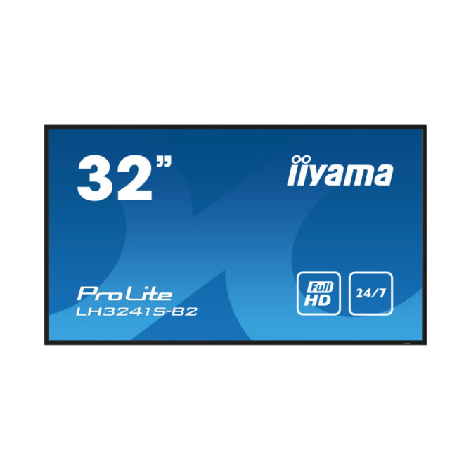 Iiyama 32" LH3241S-B2 1920x1080, IPS panel, 1% Haze, Landscape and Portrait mode, Speakers 2x 10W , VGA, 3x HDMI, 500cd/m2, Media Play USB Port, Control LAN / RS232C, VESA 200x200