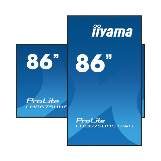 Iiyama 86" LH8675UHS-B1AG 3840x2160, UHD IPS panel, Haze 25%, 500cd/m2, Landscape and Portrait, Signal FailOver, Speakers 2x 10W, HDMI 3x, DisplayPort, DP-out (MST/Mirror/Tiling), USB 2.0 x2, WiFi - Slika 2