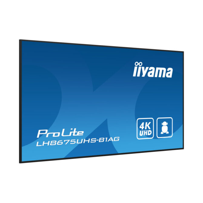 Iiyama 86" LH8675UHS-B1AG 3840x2160, UHD IPS panel, Haze 25%, 500cd/m2, Landscape and Portrait, Signal FailOver, Speakers 2x 10W, HDMI 3x, DisplayPort, DP-out (MST/Mirror/Tiling), USB 2.0 x2, WiFi - Slika 3