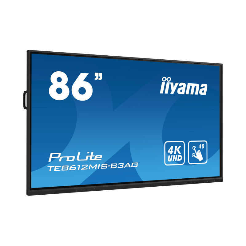 Iiyama 86" TE8612MIS-B3AG,iiWare10 , Android 11, 8/64GB, 40-Points PureTouch IR with zero bonding, 3840x2160, UHD VA panel, Metal Housing, Fan-less, Speakers 2x 16W front, VGA, HDMI 3x HDMI-out, U - Slika 2