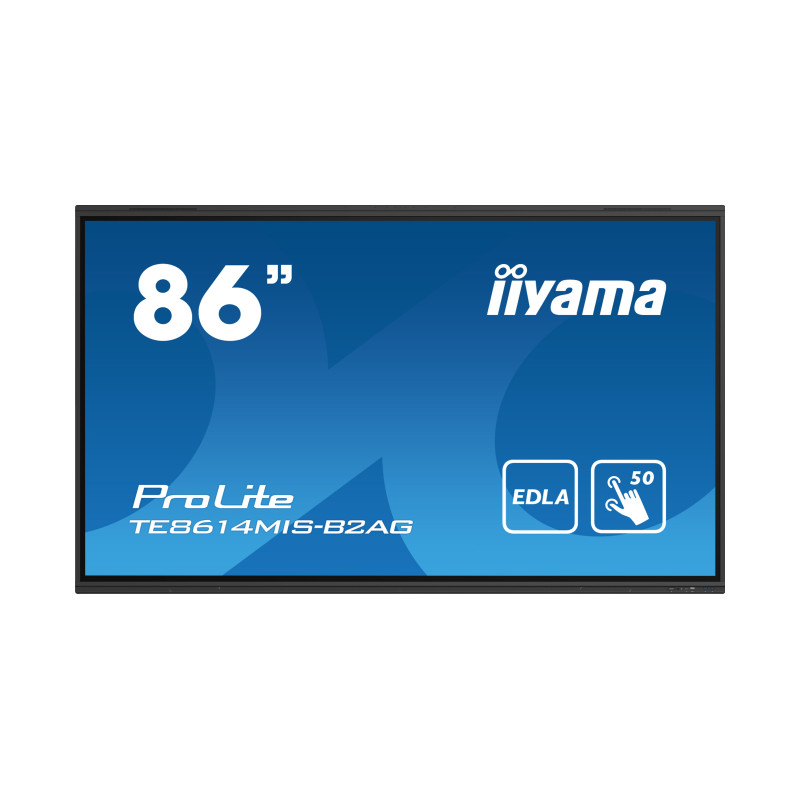 Iiyama 86" TE8614MIS-B2AG, iiWare12E (EDLA - Google - GMS apps) , Android 13, 50-Points PureTouch IR+ with zero bonding, 3840x2160, UHD VA panel, Multi-Screen Display supported, Metal Housing, Fan-les