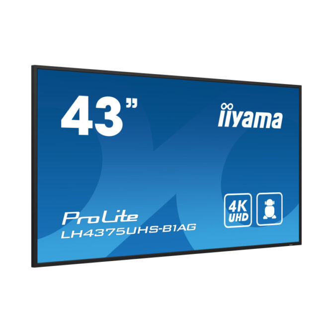 Iiyama 43" LH4375UHS-B1AG 3840x2160, UHD IPS panel, Haze 25%, 500cd/m2, Landscape and Portrait, Signal FailOver, Speakers 2x 10W, HDMI 3x, DisplayPort, DP-out (MST/Mirror/Tiling), USB 2.0 x2, WiFi - Slika 3