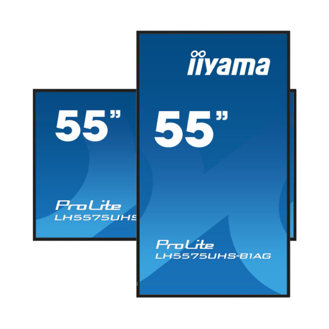 Iiyama 55" LH5575UHS-B1AG 3840x2160, UHD IPS panel, Haze 25%, 500cd/m2, Landscape and Portrait, Signal FailOver, Speakers 2x 10W, HDMI 3x, DisplayPort, DP-out (MST/Mirror/Tiling), USB 2.0 x2, WiFi - Slika 2