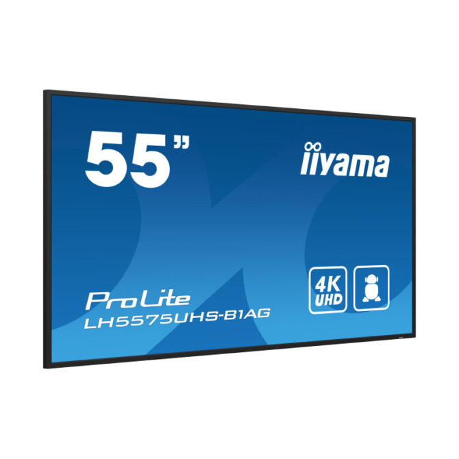 Iiyama 55" LH5575UHS-B1AG 3840x2160, UHD IPS panel, Haze 25%, 500cd/m2, Landscape and Portrait, Signal FailOver, Speakers 2x 10W, HDMI 3x, DisplayPort, DP-out (MST/Mirror/Tiling), USB 2.0 x2, WiFi - Slika 3