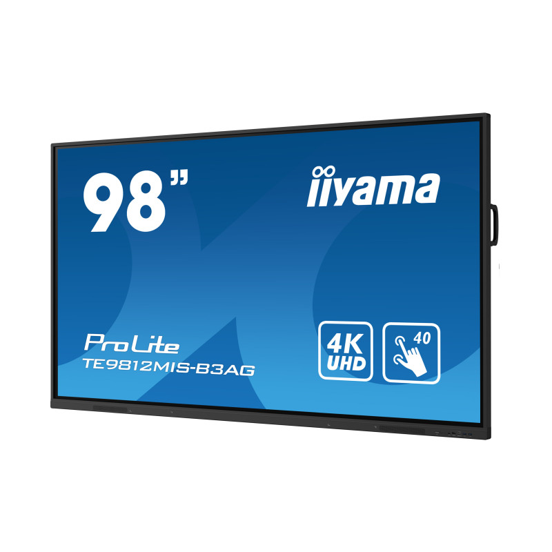 Iiyama 98" TE9812MIS-B3AG iiWare10 , Android 11, 8/64GB, 40-Points PureTouch IR with zero bonding, 3840x2160, UHD IPS panel, Metal Housing, Fan-less, Speakers 2x 16W front, VGA, HDMI 3x HDMI-out, - Slika 3
