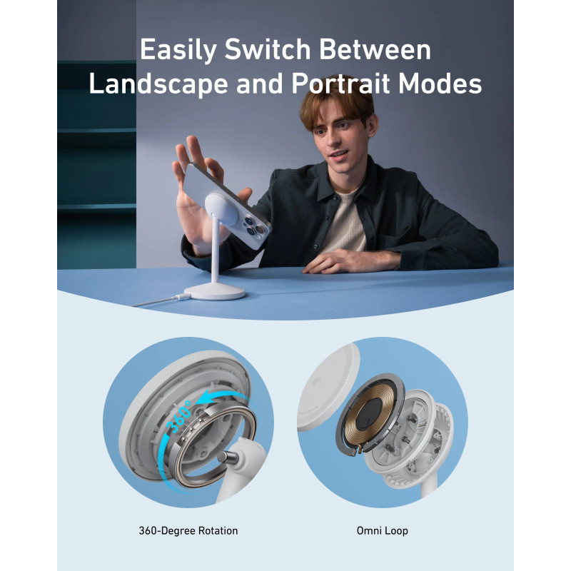 Anker MagGo stalak za bežično punjenje, 15W, bijeli (A25X1H21) - Slika 4