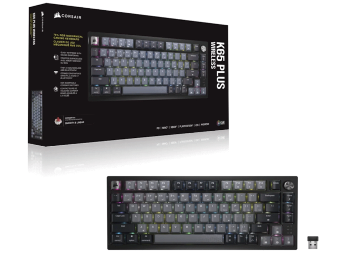 Tipkovnica Mehanička Corsair K65 Plus WirelessBacklit RGB LED, Corsair MLX Red - Slika 5