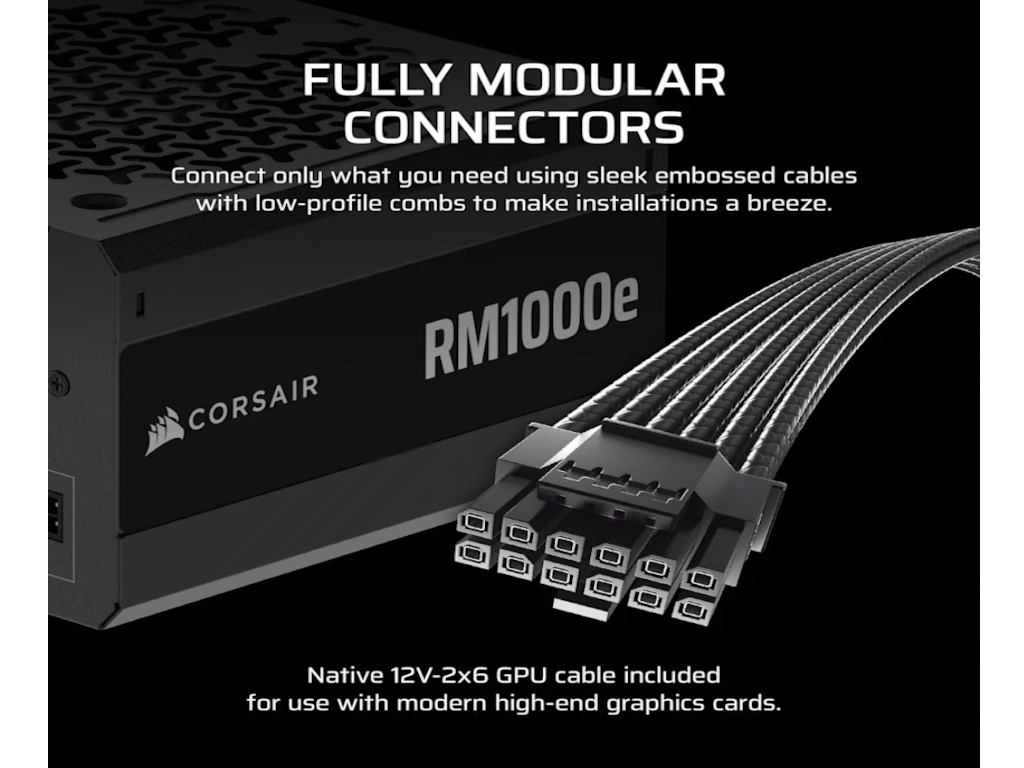 Napajanje Corsair RM1000e (2025) 1000WATX 3.1, PCIe 5.1, Cybenetics GOLD, Full - Slika 2
