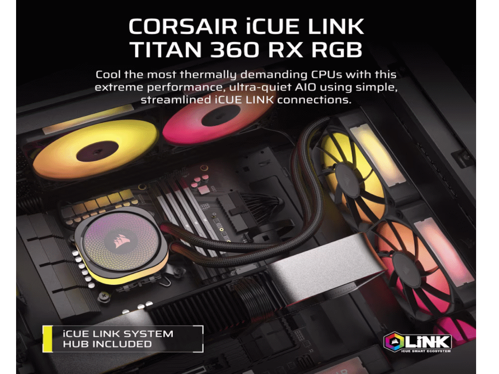Vodeno Hlađenje Corsair Titan 360RXRGB AIO, 360mm Radiator, Liquid CPU Cooler - Slika 3