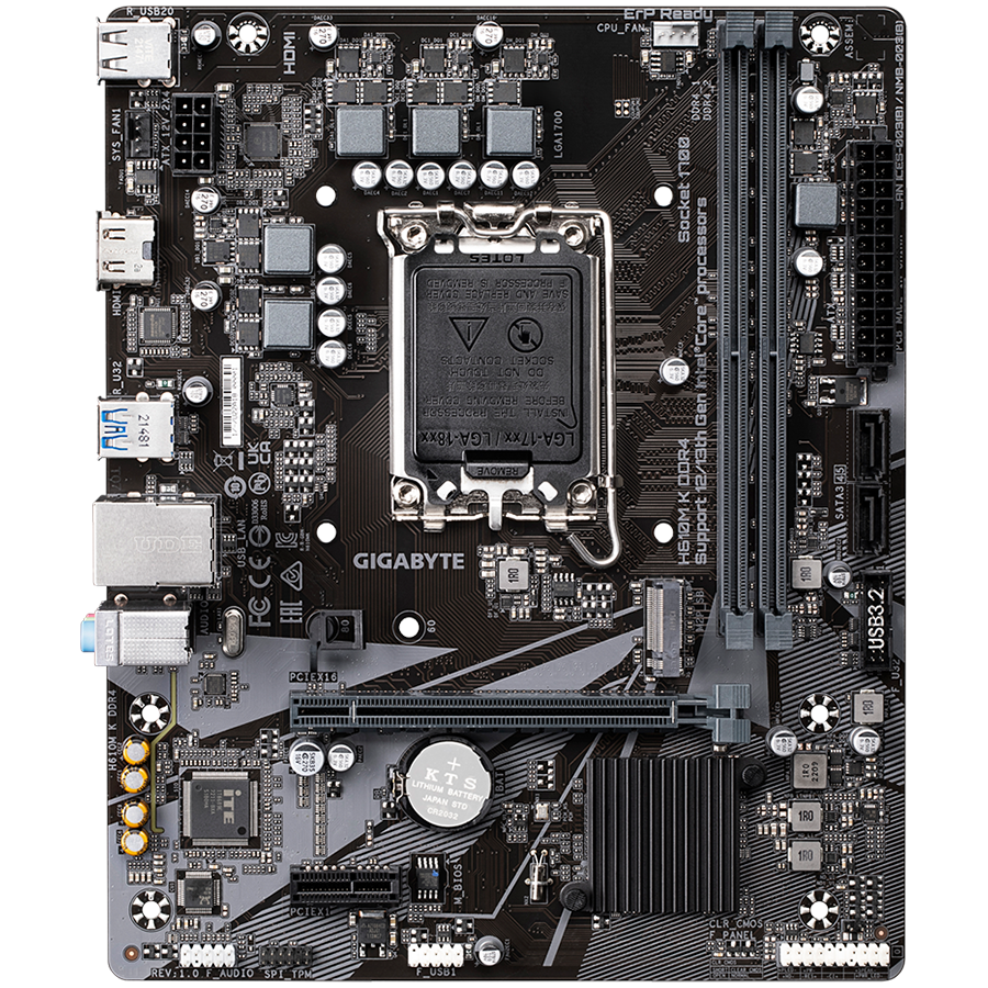 Gigabyte MB H610M K DDR4 LGA1700 2 x DDR4 DIMM 1 x M.2 2 x SATA 1 x HDMI port Micro ATX, H610M K DDR4 - Slika 2