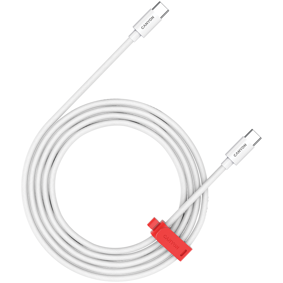 Canyon cable CC100AB C-C 100W Braided 1.2m White, CND-CC100AB12W