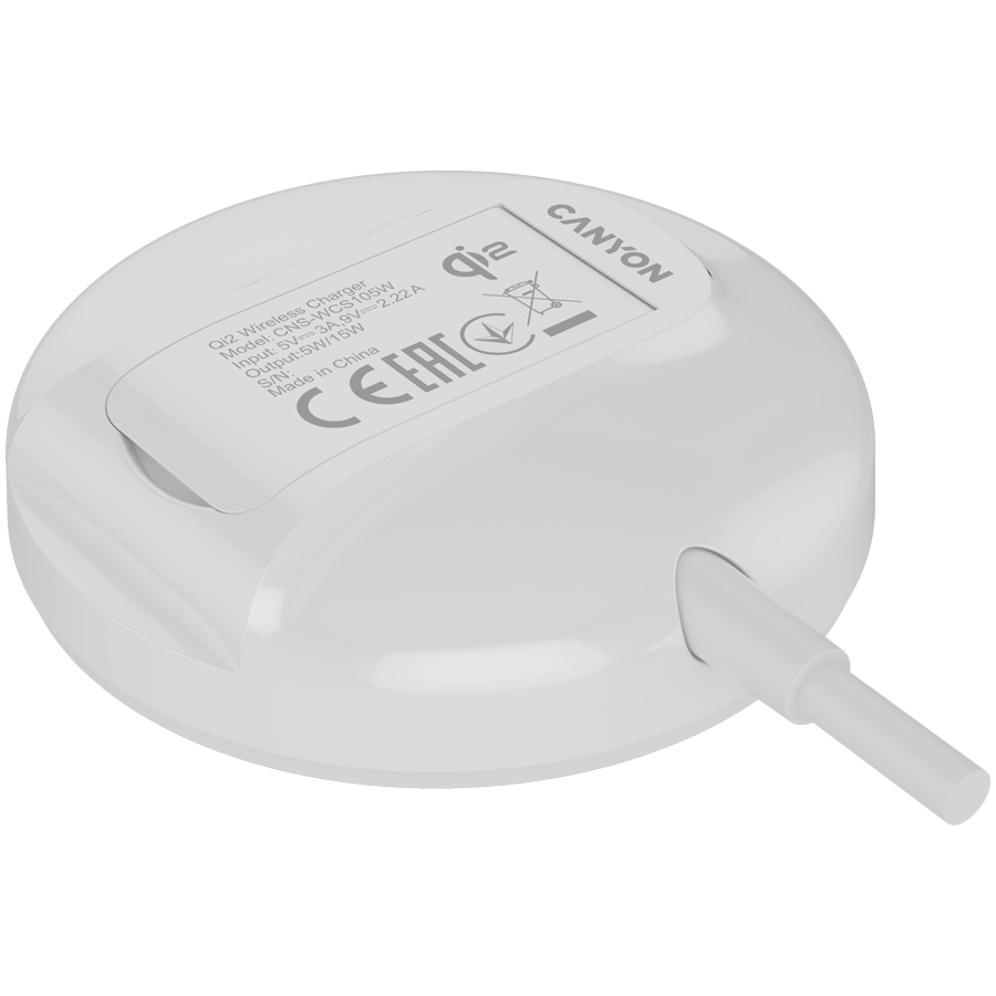 Canyon wireless charger WS-105 15W Qi2 White, CNS-WCS105W - Slika 5