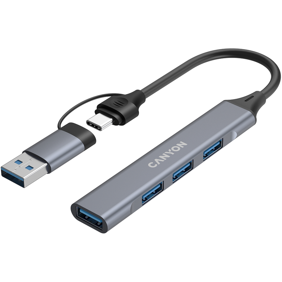 Canyon hub DS-02 4in1 USB-A/C Grey, CNS-TDS02G - Slika 3