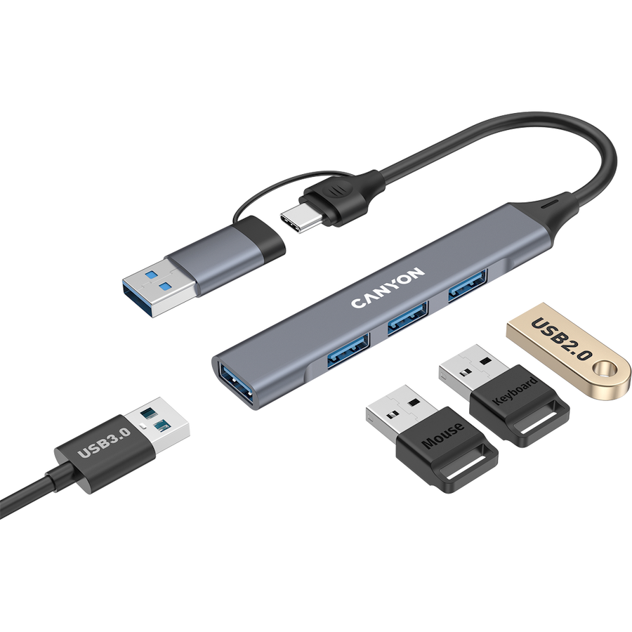 Canyon hub DS-02 4in1 USB-A/C Grey, CNS-TDS02G - Slika 4