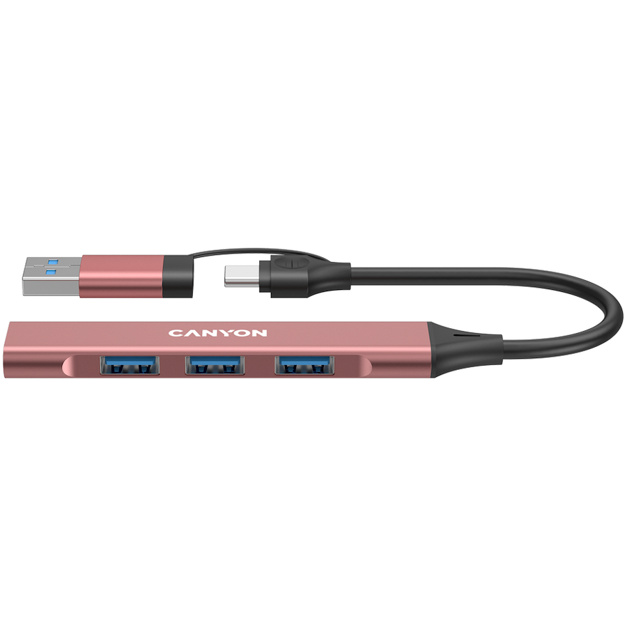 Canyon hub DS-02 4in1 USB-A/C Pink, CNS-TDS02P
